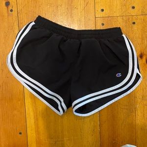 Black Champion Shorts with White Stripes